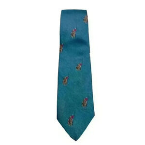 POLO by RALPH LAUREN Vintage 100% Silk Men’s Neck Tie, Blue, Signature Pony Logo